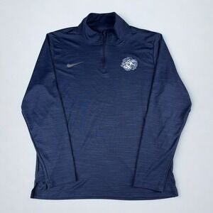 Nike Dri Fit UNC Tarheels 1/4 Zip Pullover Shirt Mens L Blue Peformance Stretch